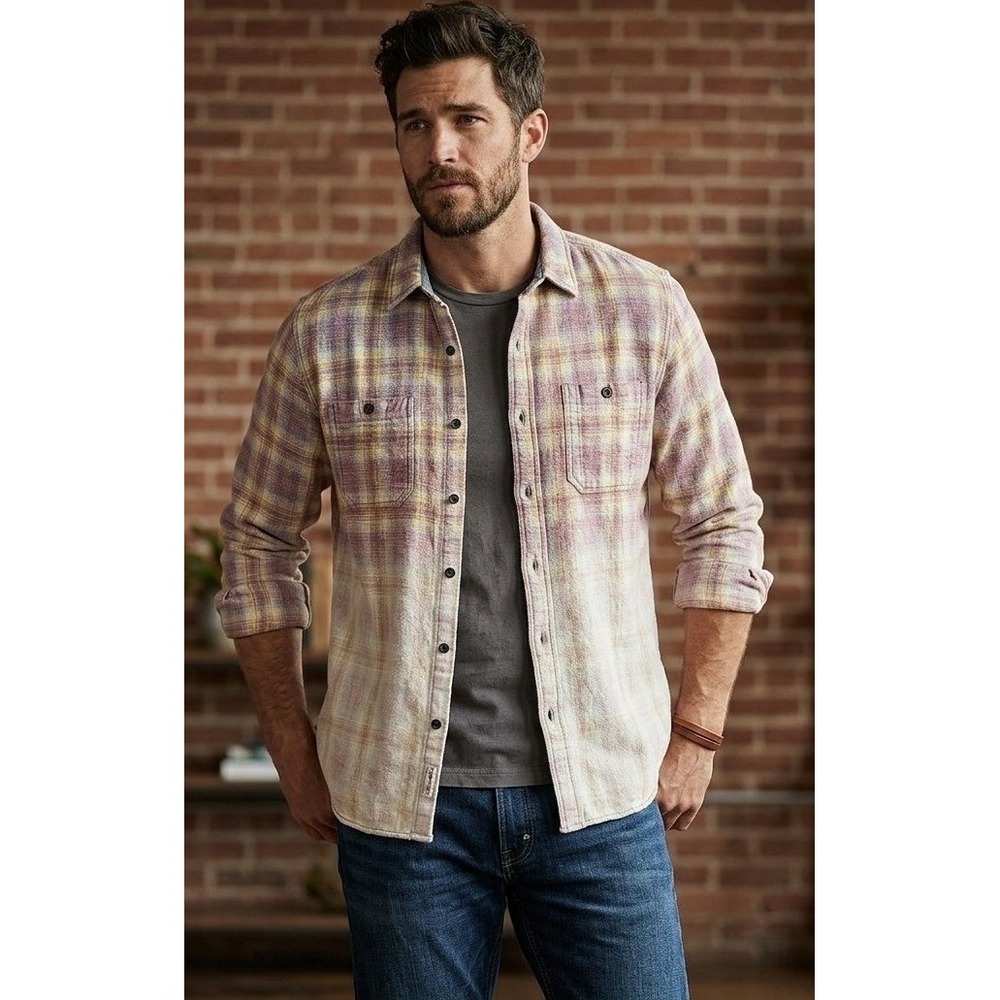 Koto Ombre Plaid Flannel Button Down Shirt Size Medium Outdoor Hiking‎ Huckberry